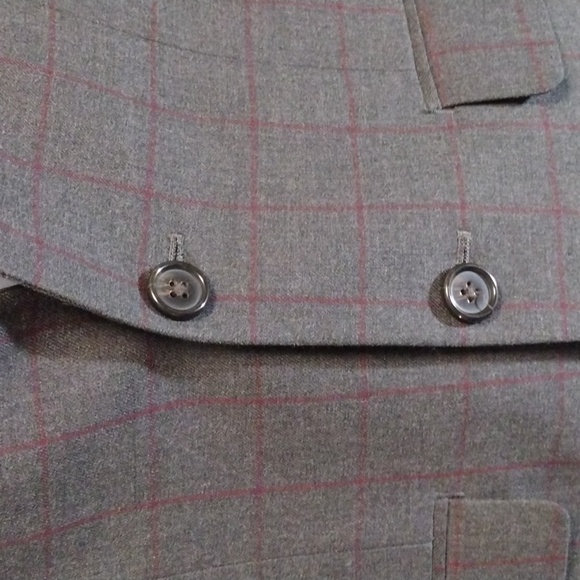 Ralph Lauren Blazer Jacket 14R Stretch 2 Buttons Gray with Burgundy Lines - Picture 5 of 11